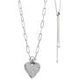 Lizzy James Amore Silver Adjustable Chain Necklace with Hammered Silver Heart Pendant