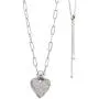 Lizzy James Amore Silver Adjustable Chain Necklace with Hammered Silver Heart Pendant
