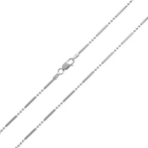 Bead Bar Ball 1.5MM Thin 925 Sterling Silver Dot Dash Pallini Chain Necklace For Women For Men Nickel-Free Made In Italy Bead Bar Ball 1.5MM Thin 925 Sterling Silver Dot Dash Pallini Chain Necklace For Women For Men Nickel-Free Made In Italy