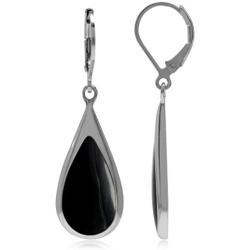 Silvershake White Gold Plated 925 Sterling Silver Teardrop Inlay Dangle Leverback Earrings