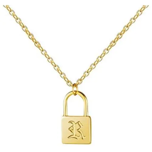MEMGIFT 18K Real Gold Dainty Initial R Lock Necklace Cute Tiny Simple Minimalist Personalized Jewelry Letter Engraved Unique Fancy Trendy for Her Teen Girl Women Wife Mom BFF Friend MEMGIFT 18K Real Gold Dainty Initial R Lock Necklace Cute Tiny Simple Minimalist Personalized Jewelry Letter Engraved Unique Fancy Trendy for Her Teen Girl Women Wife Mom BFF Friend