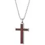 COOLSTEELANDBEYOND Mens Womens Stainless Steel Wood Cross Pendant Necklace 30 inches Ball Chain, Inlay Design COOLSTEELANDBEYOND Mens Womens Stainless Steel Wood Cross Pendant Necklace 30 inches Ball Chain, Inlay Design
