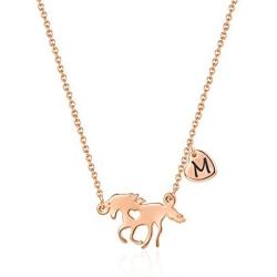 Ursteel Horse Gifts for Women Girls, Dainty Horse Jewelry 14k Gold Plated Heart Initial Horse Necklace Personalized Gifts Horse Necklaces for Girls Women