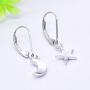 YL Hoop Earrings 925 Sterling Silver Polished Star/Cross/Moon Circle Endless Earrings 15mm Dangle Hoops Diameter Jewelry