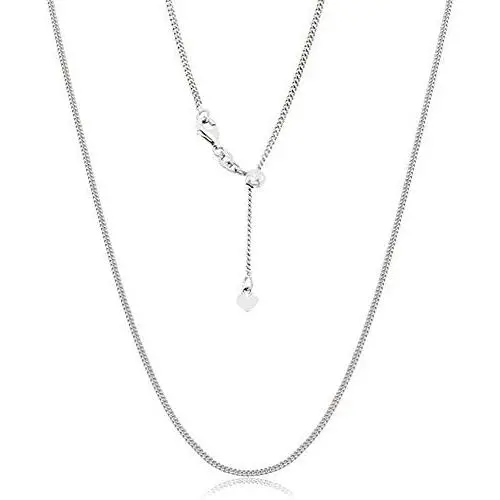Authentic Solid Sterling Silver 1MM Adjustable Cuban Curb Link Chain Necklace, Extends Up to 24'', Bolo Slider Necklace, 925 Silver Necklace for Women, Next Level Jewelry Authentic Solid Sterling Silver 1MM Adjustable Cuban Curb Link Chain Necklace, Extends Up to 24'', Bolo Slider Necklace, 925 Silver Necklace for Women, Next Level Jewelry