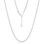 Authentic Solid Sterling Silver 1MM Adjustable Cuban Curb Link Chain Necklace, Extends Up to 24'', Bolo Slider Necklace, 925 Silver Necklace for Women, Next Level Jewelry