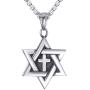 Elfasio Star of David Messianic Cross Men 316L Stainless Steel Necklace Pendant Chain Set 18-30 inch