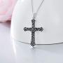RMREWY Celtic Knot Cross Necklace 925 Sterling Silver Oxidation Sunflower Cross Religious Irish Celtic Jewelry for Women