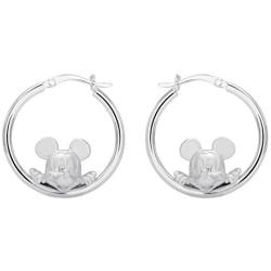Disney Mickey And Minnie Mouse Jewelry for Women and Girls, Sterling Silver Mickey And Minnie Hoop Earrings