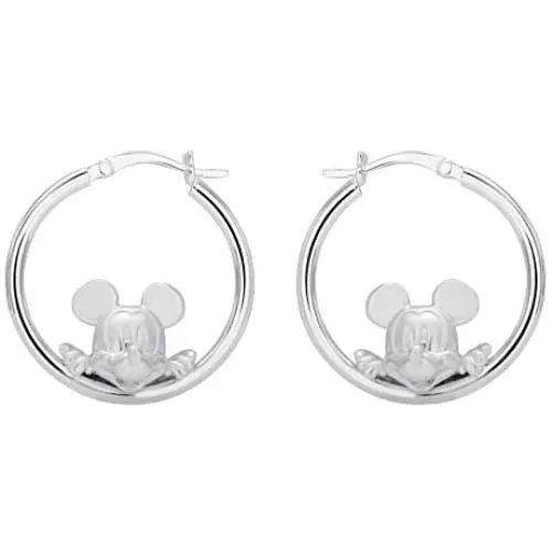 Disney Mickey And Minnie Mouse Jewelry for Women and Girls, Sterling Silver Mickey And Minnie Hoop Earrings Disney Mickey And Minnie Mouse Jewelry for Women and Girls, Sterling Silver Mickey And Minnie Hoop Earrings