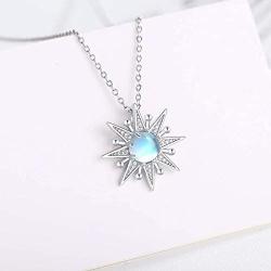 Cuoka Sun Necklace 925 Sterling Silver Moonstone Necklace for Women Sunshine Necklace Sun Pendant Jewelry