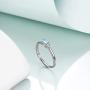 AOBOCO March Birthstone Ring Jewelry for Women Sterling Silver Mini Ring with Aquamarine Blue Crystal