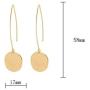 Shiny Hammering Circle Disc Small Dangle Drop Hanging Earrings Long Hoops Geometric Brushed Gold Round Filled Everyday Jewelry for Women and girl