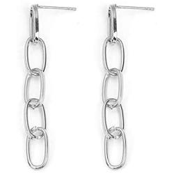 BELUCKIN Chain Link Dangle Stud Earrings Statement Minimalist Jewelry