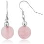 Gem Stone King 10MM Simulated Rose Quartz Round Bead Necklace Bracelet and Earrings Set 20 Inch