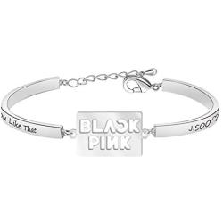G-Ahora Kpop Blackpink Group Gifts Blackpink Necklace How You Like That Jennie Lisa Jisoo Rose Bracelet for Blackpink Lover Blackpink Fans