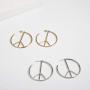 Peace Sign Symbol Geometric Stud Earrings Jewelry Minimalist Big Round Hoop Statement Earrings for Women