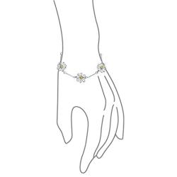 Simple Two Toned Flowers Station Charm Daisy Bracelet For Women For Teen 14K Gold Plated 925 Sterling Silver