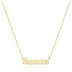 GIOLOYS 12 Constellations Zodiac Alphabet Pendant for Women Girls Personalized Birthday Gifts Stainless Steel Astrology Horoscope Zodiac Necklace