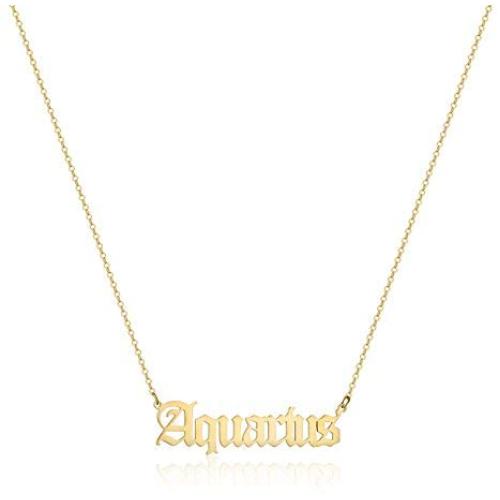 GIOLOYS 12 Constellations Zodiac Alphabet Pendant for Women Girls Personalized Birthday Gifts Stainless Steel Astrology Horoscope Zodiac Necklace