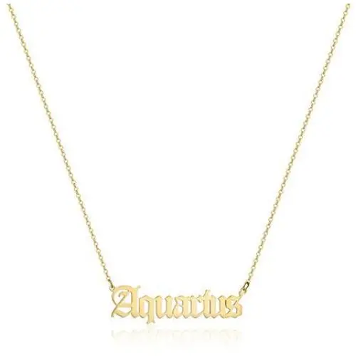 GIOLOYS 12 Constellations Zodiac Alphabet Pendant for Women Girls Personalized Birthday Gifts Stainless Steel Astrology Horoscope Zodiac Necklace