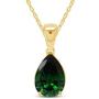 Jewel Zone US 14k Gold Over Sterling Silver 4.00 Ct Pear Cut Forest Green Simulated Helenite Pendant (4.00 Ct)
