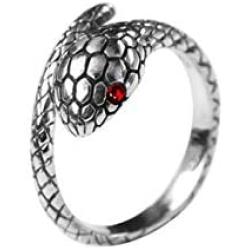 Retro Snake Resizable Ring Adjustable Animal Serpent Luxury Rock Punk Slim Circle Round Cubic Zirconia Double Snake Head Loop Rings for Women Men Party Jewelry