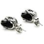 Fusamk Punk Rock Titanium Steel Flower Pattern Crystal Eye Skull Stud Earrings