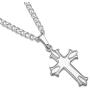 XP Jewelry Sterling Silver Budded Cross Pendant Italian Made Curb Chain Necklace - Choice of Sizes