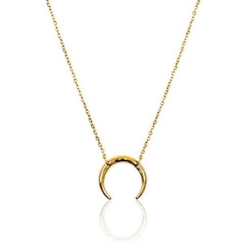 Half Moon Necklace | Dainty Crescent Moon Necklace | 14k Gold Dipped Necklaces For Women | Celebrity Approved, Perfect for Layering | Hypoallergenic, Gold Moon Necklace