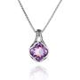 PAZ Creations .925 Sterling Silver Solitaire Amethyst Pendant Necklace