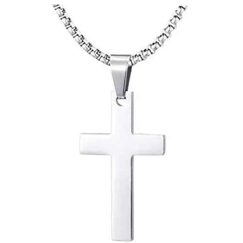 Fusamk Fashion Titanium Steel Prayer Cross Pendant Necklace,24'' Box Chain Fusamk Fashion Titanium Steel Prayer Cross Pendant Necklace,24'' Box Chain