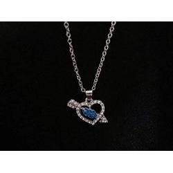 DMOMSA Sapphire Blue Cute Arrow Heart Pendant Necklace Jewelry Gift, Suitable for Ladies Gifts for Birthday Party Anniversary Valentines Day