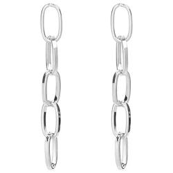 Link Chain Drop Earrings Minimalist paperclip Chain Dangle Earrings for Women Girls Gold Silver