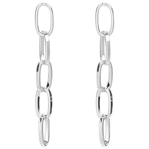 Link Chain Drop Earrings Minimalist paperclip Chain Dangle Earrings for Women Girls Gold Silver
