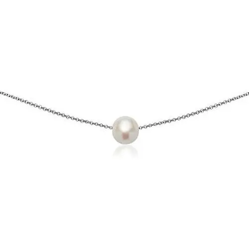 GemStar USA Sterling Silver Simulated White Pearl Semi-Round Ball Dainty Choker Necklace for Women Girls