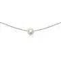 GemStar USA Sterling Silver Simulated White Pearl Semi-Round Ball Dainty Choker Necklace for Women Girls