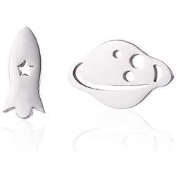 Eiffy Tiny Rocket Satellite Star Stud Earrings for Women Stainless Steel Planets Spaceship Ear Studs Jewelry