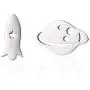 Eiffy Tiny Rocket Satellite Star Stud Earrings for Women Stainless Steel Planets Spaceship Ear Studs Jewelry