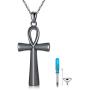 PDTJMTG Ankh Urn Necklace Black Sterling Silver Coptic Necklace for Keeping Human Ashes