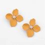 Nicole Miller New York Mustard Yellow Four Leaf Flower GoldCenter Crystal RhinesStud Earrings