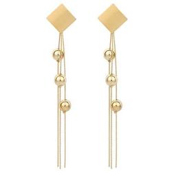 Tanpie Dangle Earrings for Women, Golden Long Tassel Stud Earrings, Fashion Jewelry for Valentine Friendship