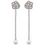 Fashion Jewelry Rhinestone Immitation Pearl Lucky Number Five Long Dangle Earrings