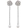 Fashion Jewelry Rhinestone Immitation Pearl Lucky Number Five Long Dangle Earrings
