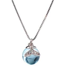 JEWME 925 Sterling Silver Mermaids Tears Necklace Crystal Teardrops Collarbone Chain Fishtail Pendant Jewelry Gift