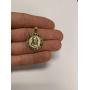 Ice on Fire Jewelry 10k Solid Two Tone White and Yellow Gold Jesus Head Pendant, Diamond Cut Finish Religious Prayer Medal