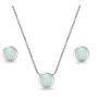 Sterling Silver Genuine or Synthetic Gemstone 5mm Round Bezel Dainty Choker Necklace & Stud Earrings Set