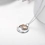 Two-Tone Sterling Silver and Rose Gold or Gold-''Faith Hope Love'' Cross Charm Pendant Necklace with Austrian Crystal