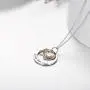 Two-Tone Sterling Silver and Rose Gold or Gold-''Faith Hope Love'' Cross Charm Pendant Necklace with Austrian Crystal