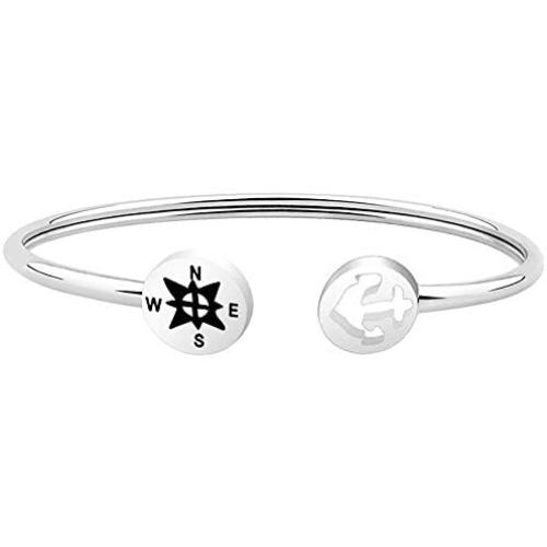 BAUNA Nautical Theme Jewelry Compass Anchor Cuff Bracelet Sailor Gift Inspirational Gift for Women Girls